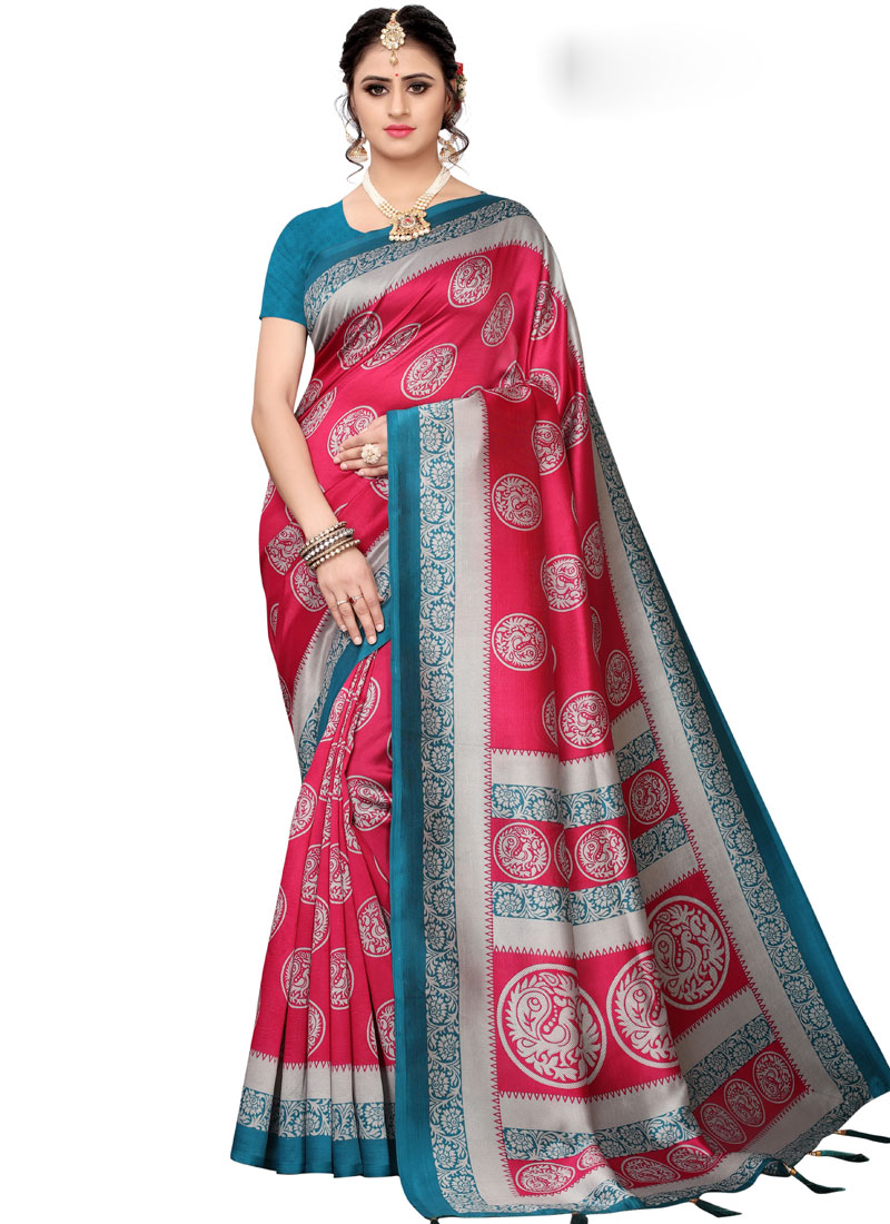 Buy Rose Pink Color Traditional Saree Online Casual Sarees