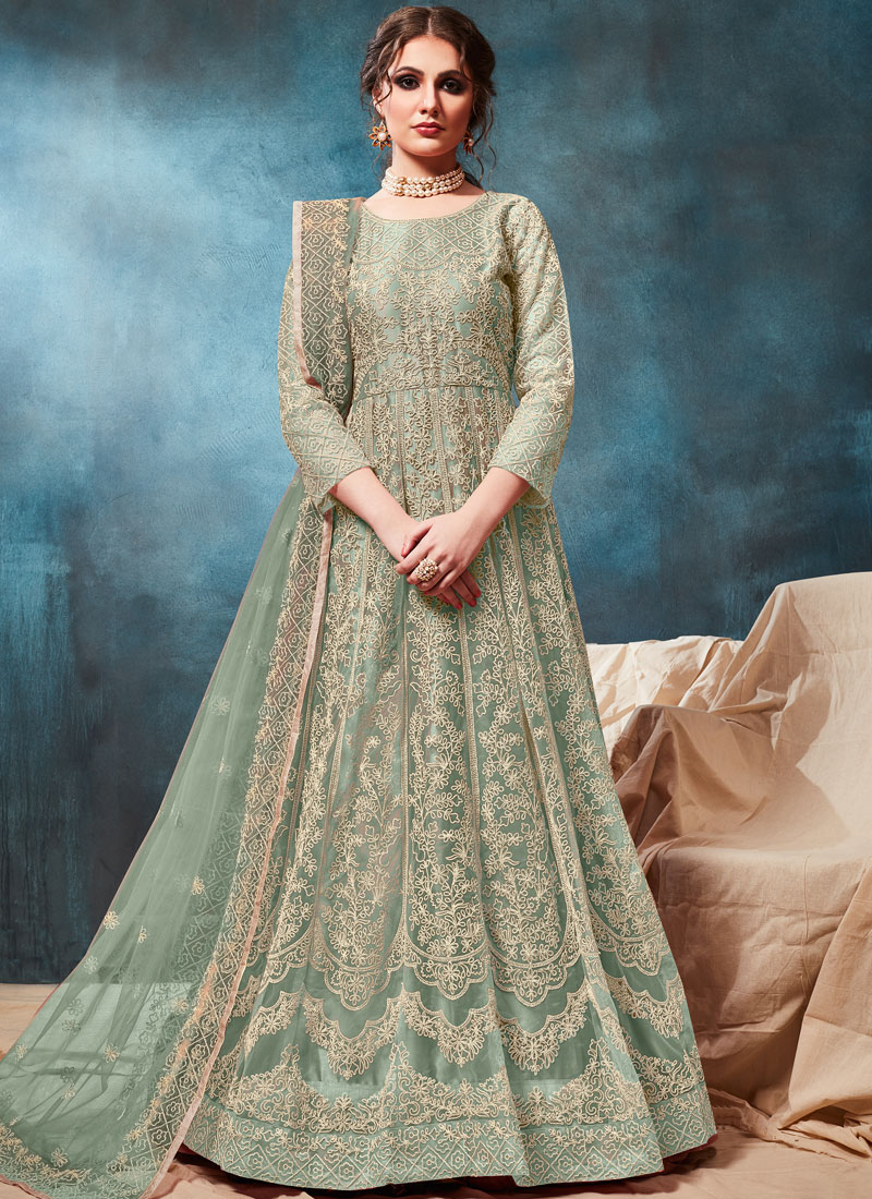 Buy Online Sea Green Color Trendy Anarkali Salwar Kameez : 130506 ...