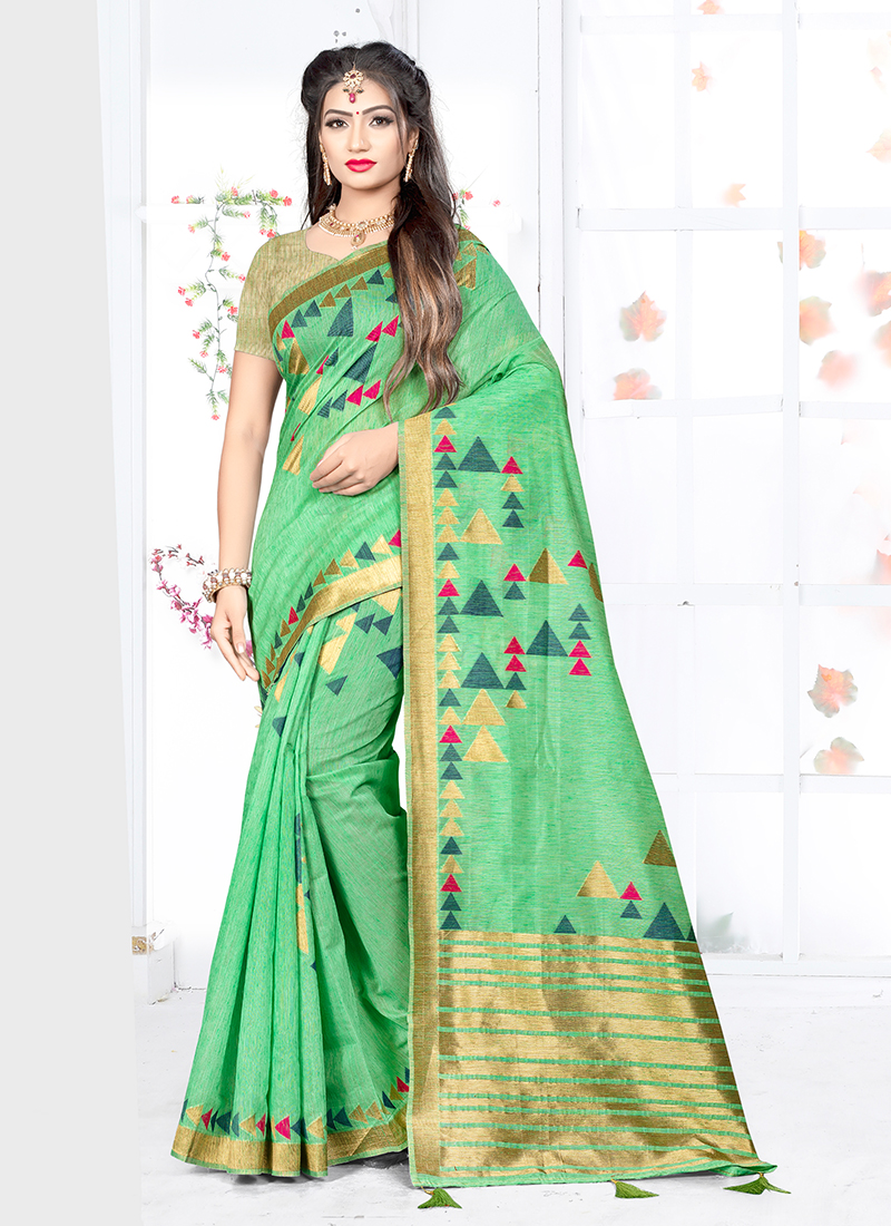 Buy Online Sea Green Traditional Saree 134678