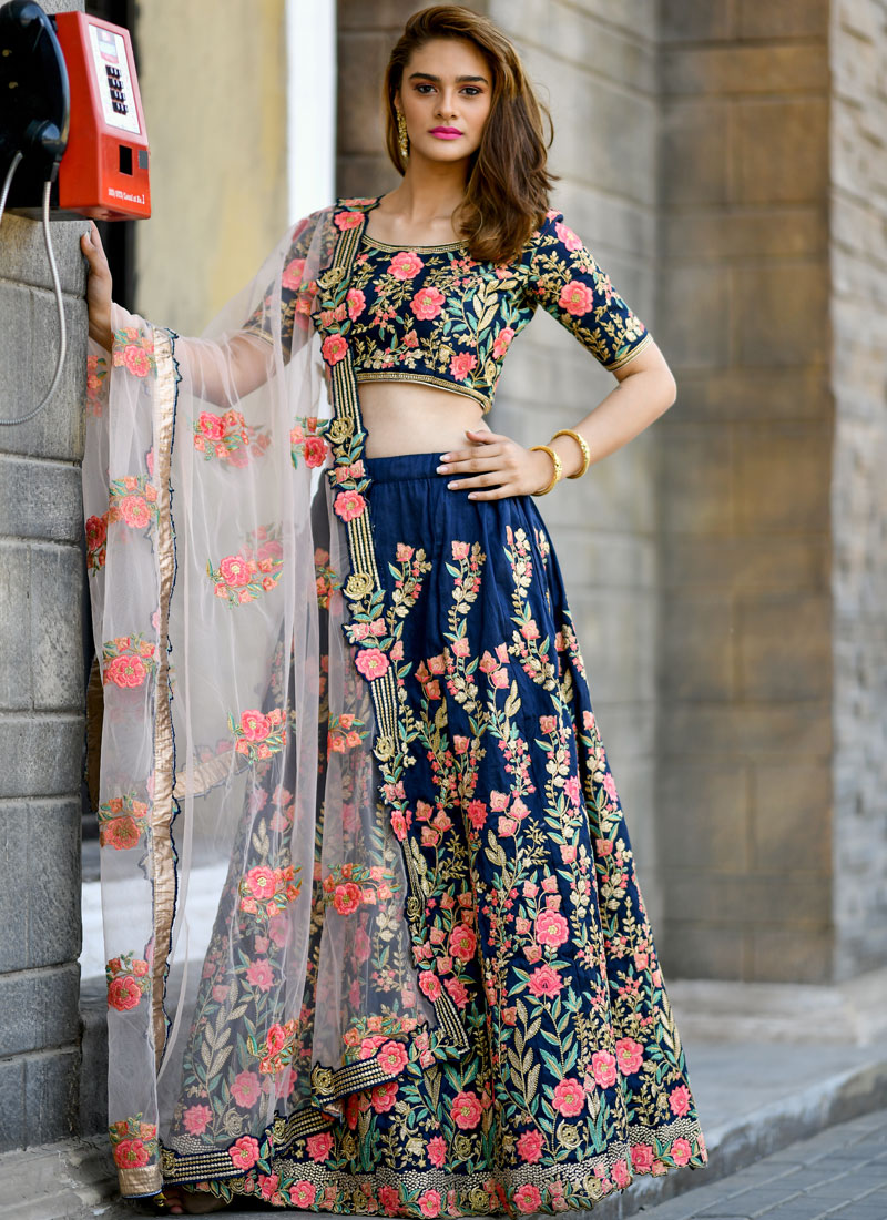 navy blue choli designs
