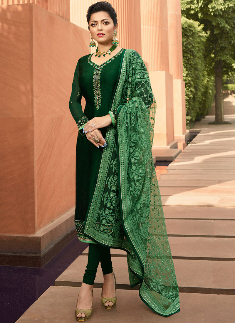 Green churidar store suit