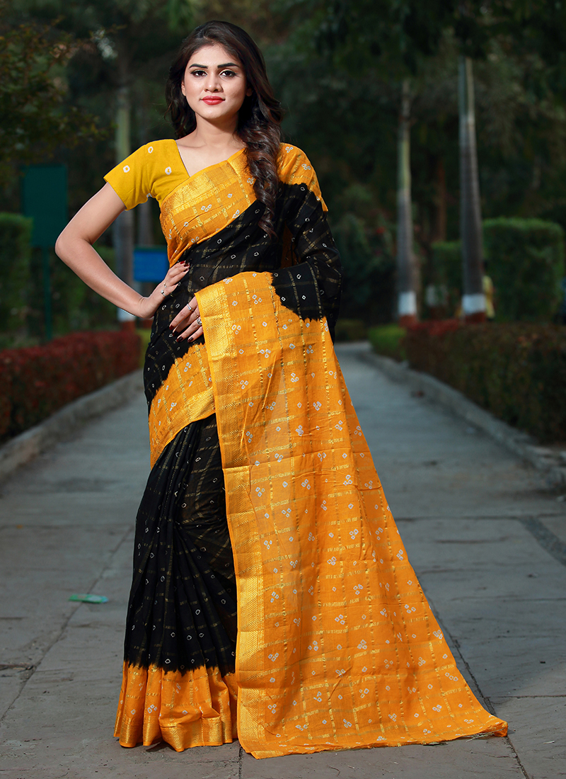 Yellow & Firozi Colour Combination Pure Soft Silk Saree Stylish Blouse –  TULIP DESIGNER