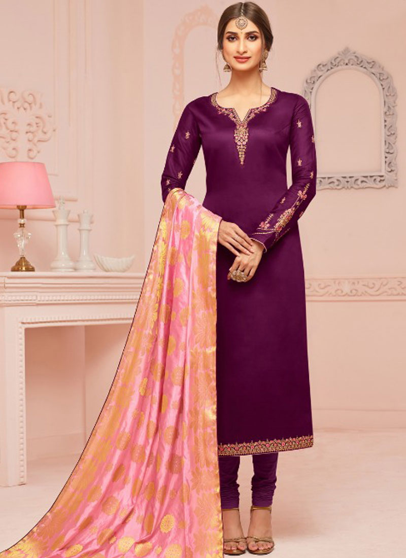 Buy Violet Ceremonial Churidar Salwar Suit Online - Churidar Suits