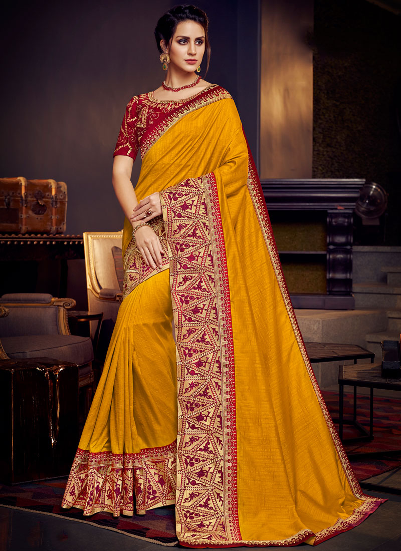 Beutiful Haldi Cermany Full Yellow Saree Combination Sari Wedding Sari Soft  Silk Rich Contrast Pallu Traditonal Wear Sari Function Sarees - Etsy | Saree  designs, Silk sarees, Designer sarees collection