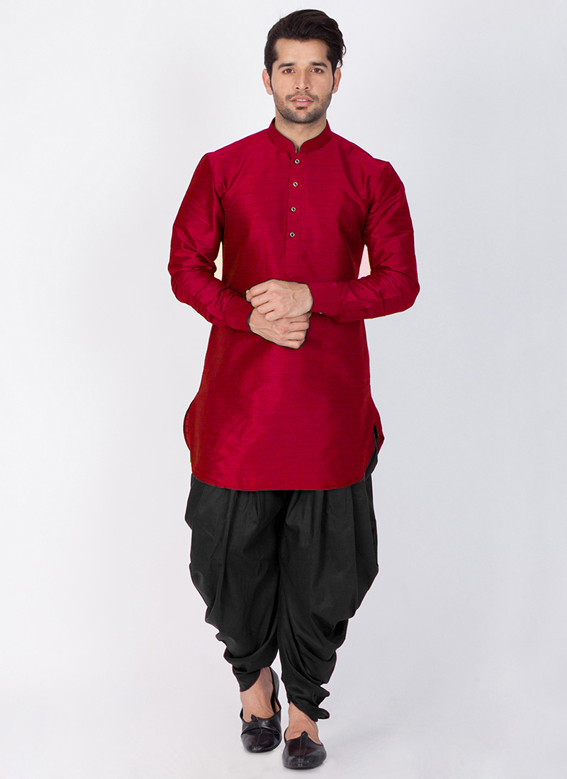 maroon shirt with dhoti