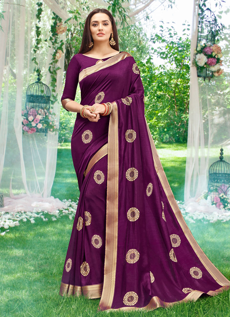 Buy Art Silk Purple Classic Saree Online 150748 