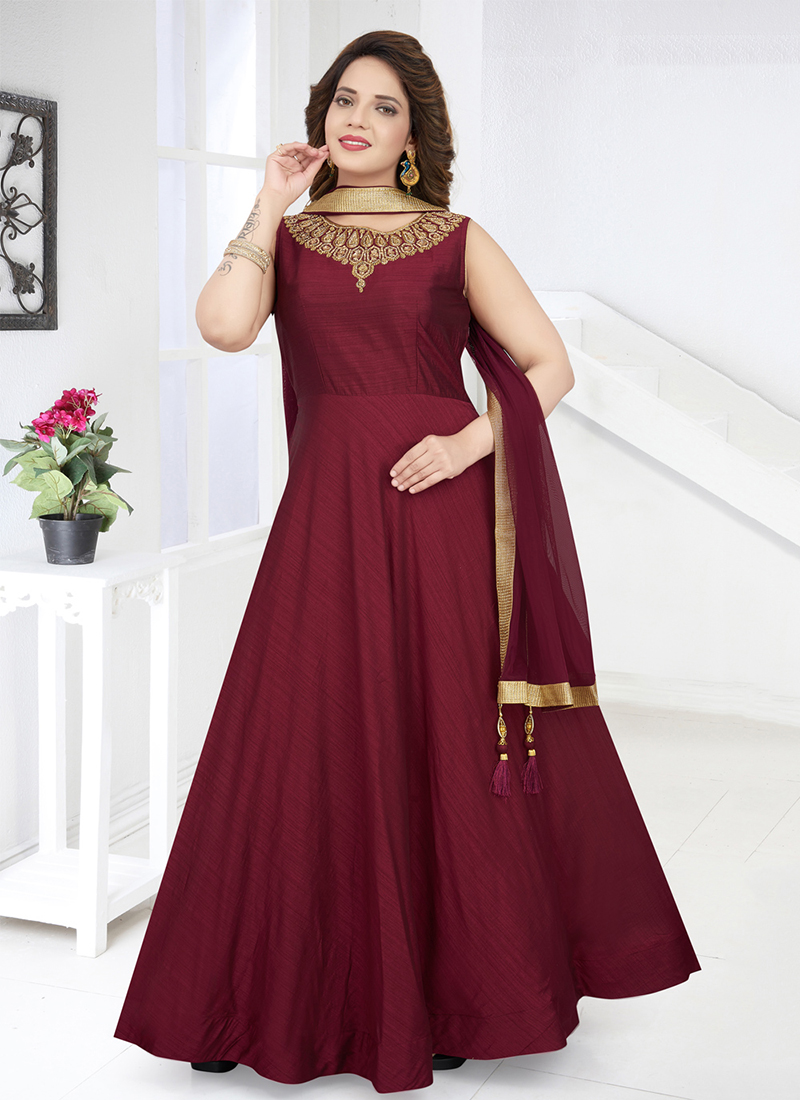 wine red salwar suit