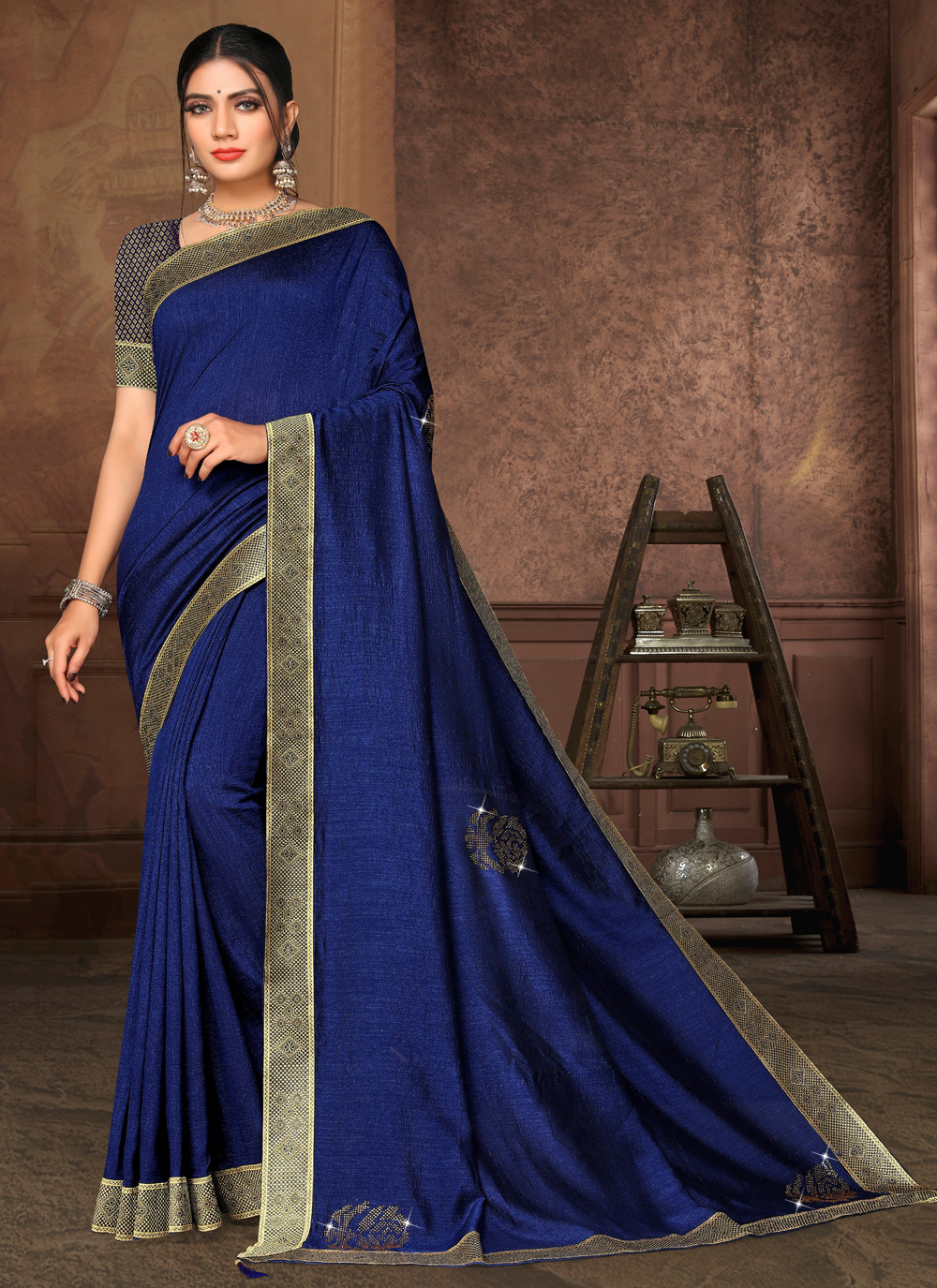 Buy Online Blue Color Classic Saree : 166188