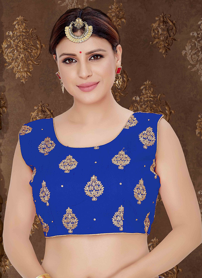 Buy Blue Embroidered Blouse : 149037