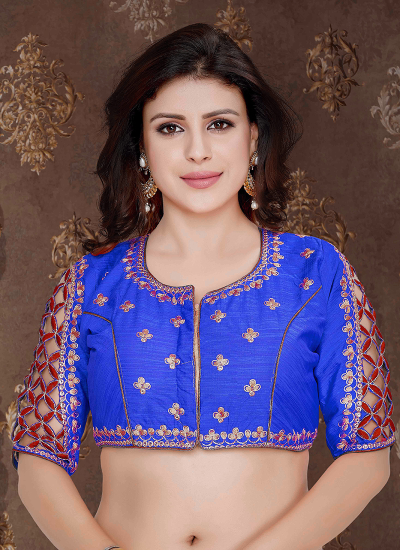 Blue Embroidered Party Blouse buy online
