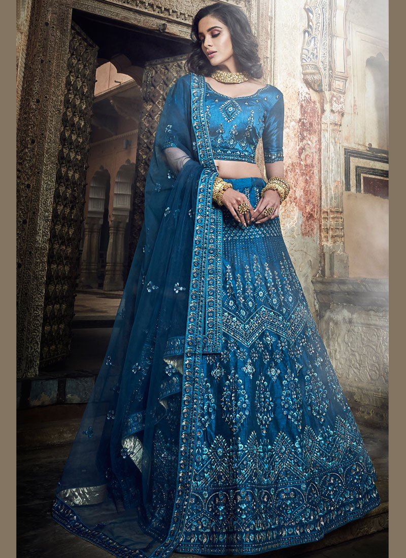 Blue wedding outlet lehenga