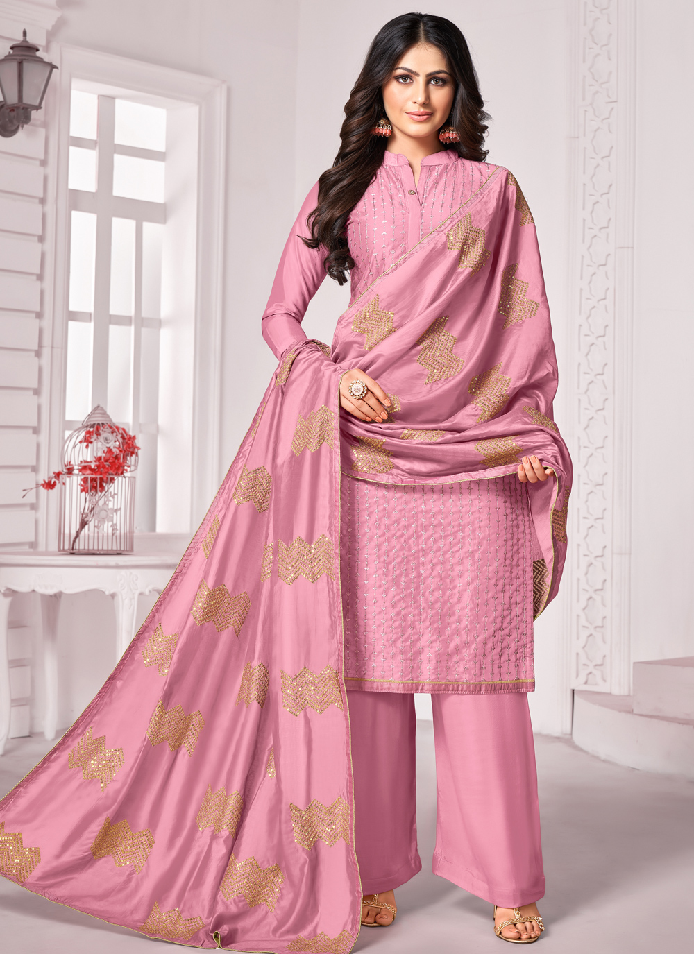 Buy Online Cotton Pink Trendy Salwar Kameez : 156161