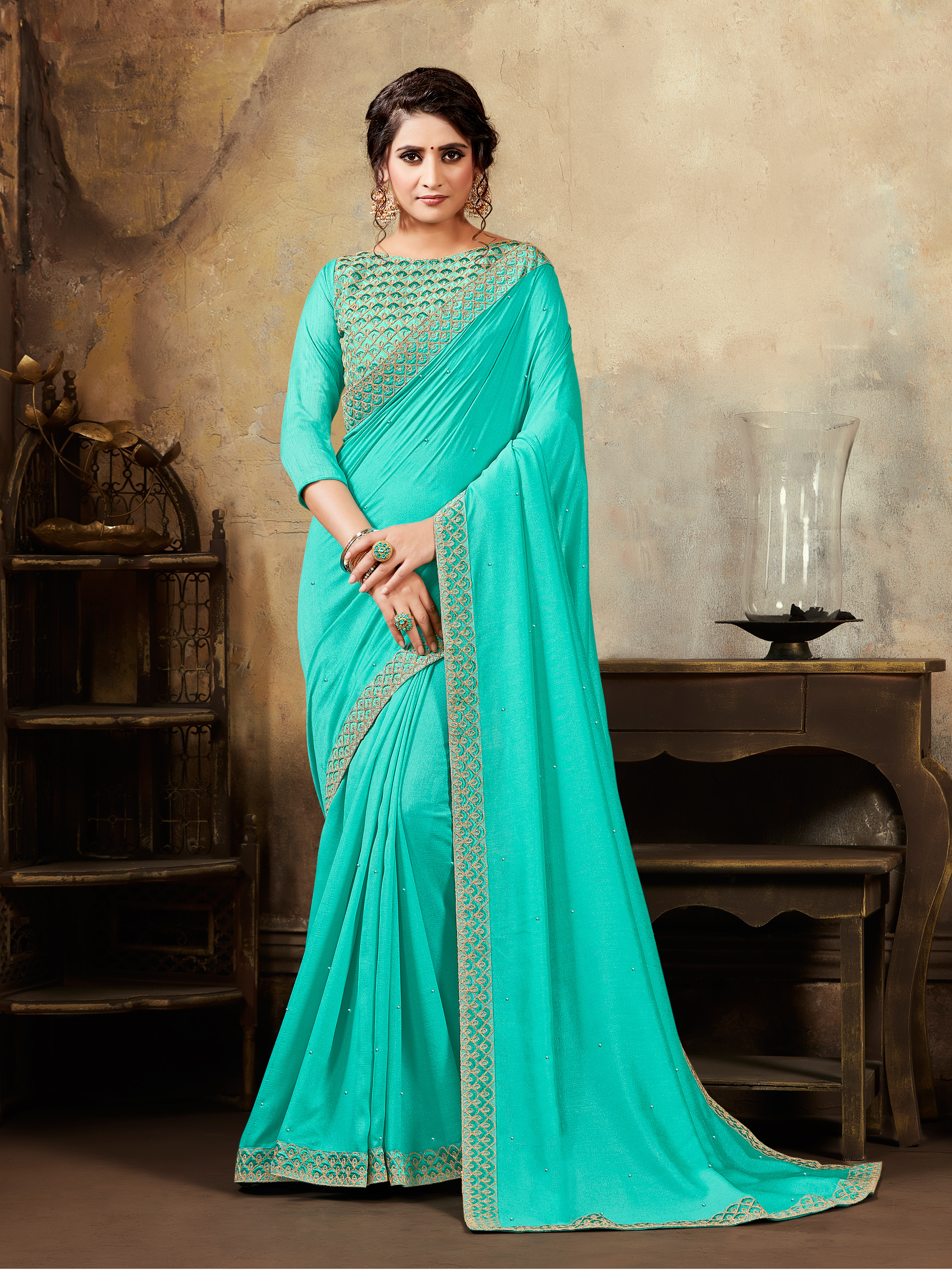 Buy Embroidered Silk Saree : 141027 - Party Wear Sarees