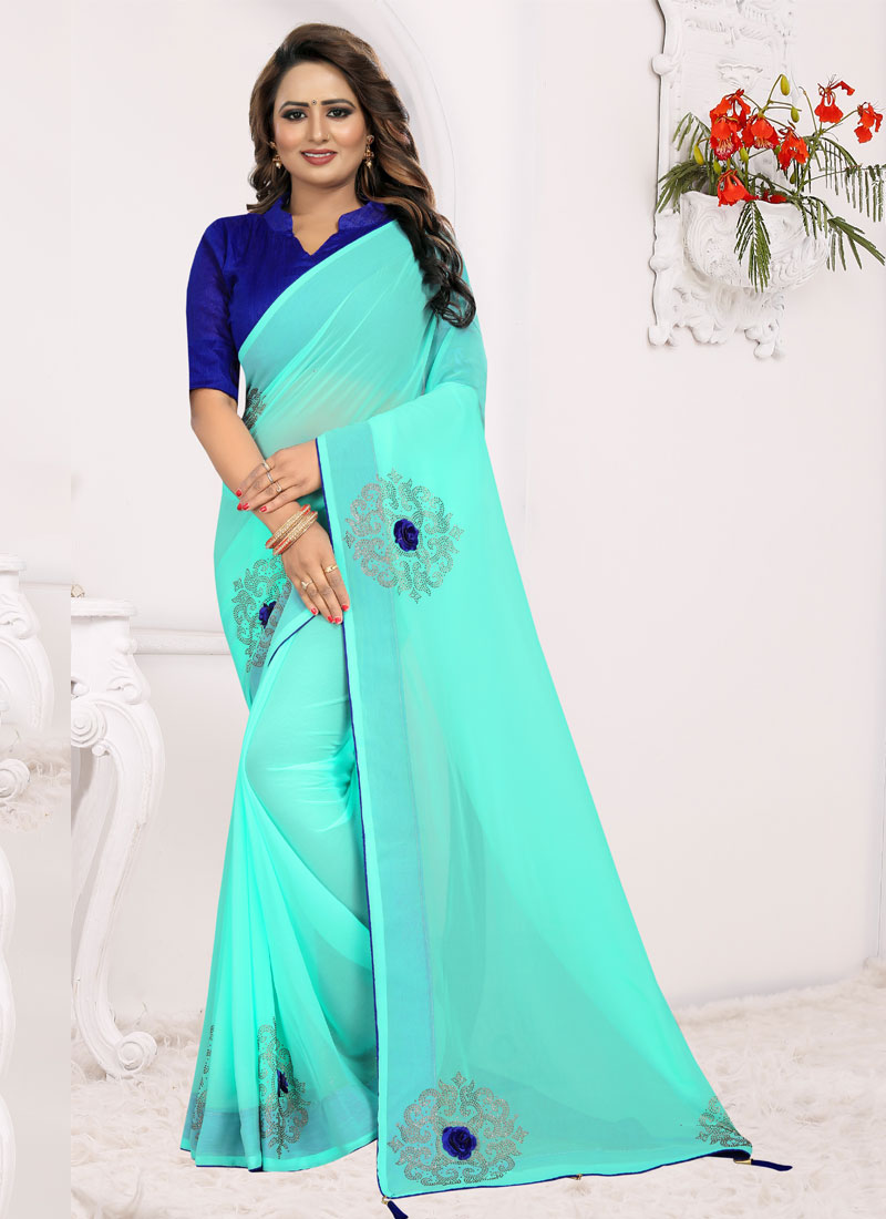 Buy PDB FEB PRESENTS Women's Designer Aqua Blue Jacquard Soft Silk Saree  for Party-wear, wedding, casual Banarasi Saree for Women at Amazon.in