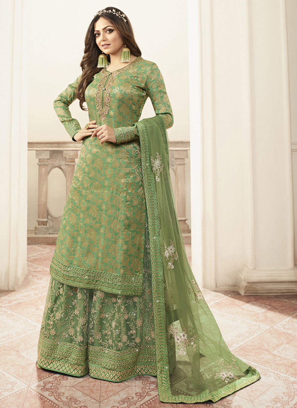 Buy Green Color Designer Salwar Kameez Online