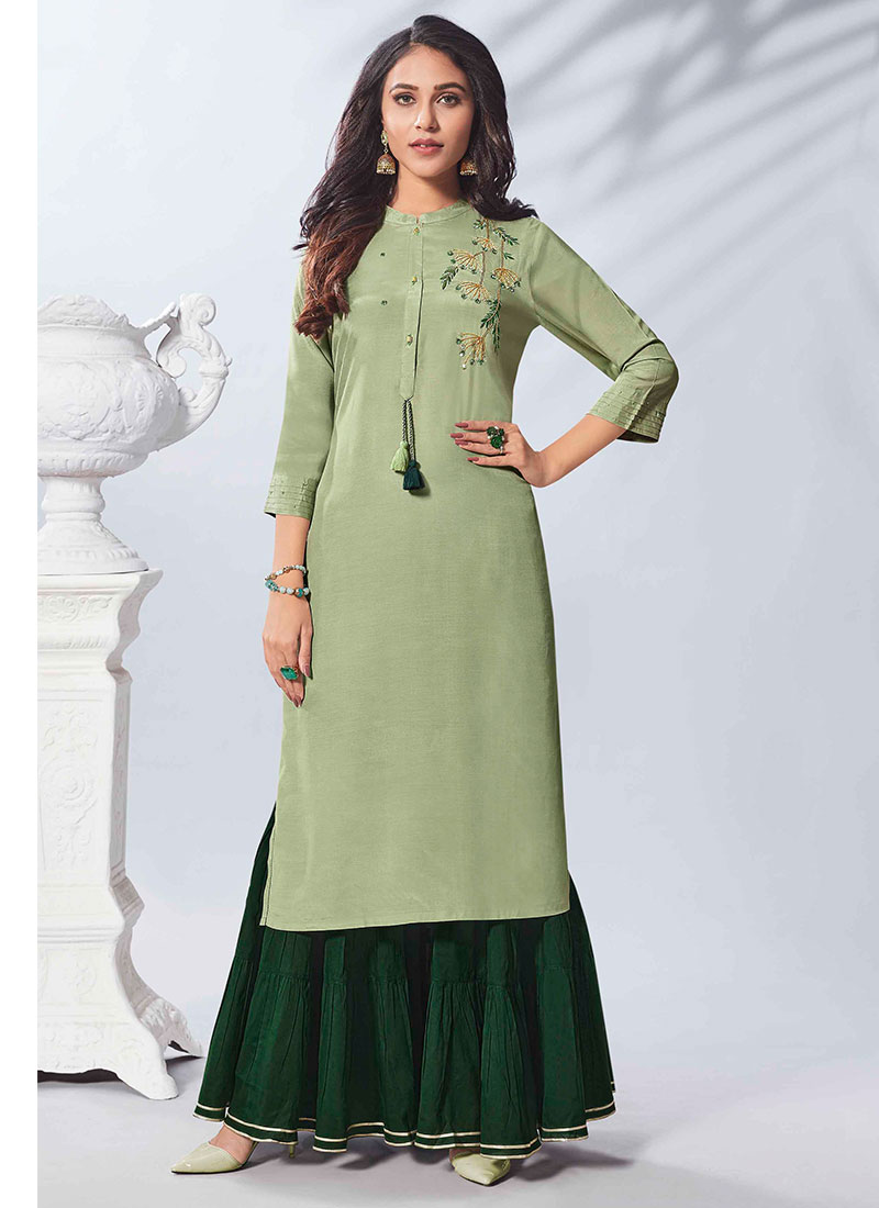 Buy Green Festival Party Wear Kurti Online 144458
