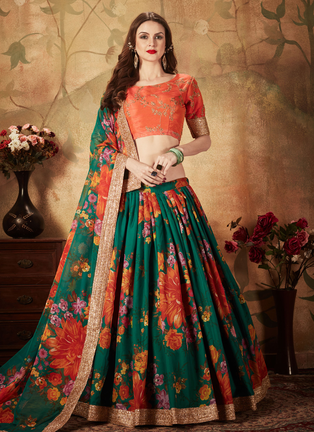 Flower print lehenga choli best sale