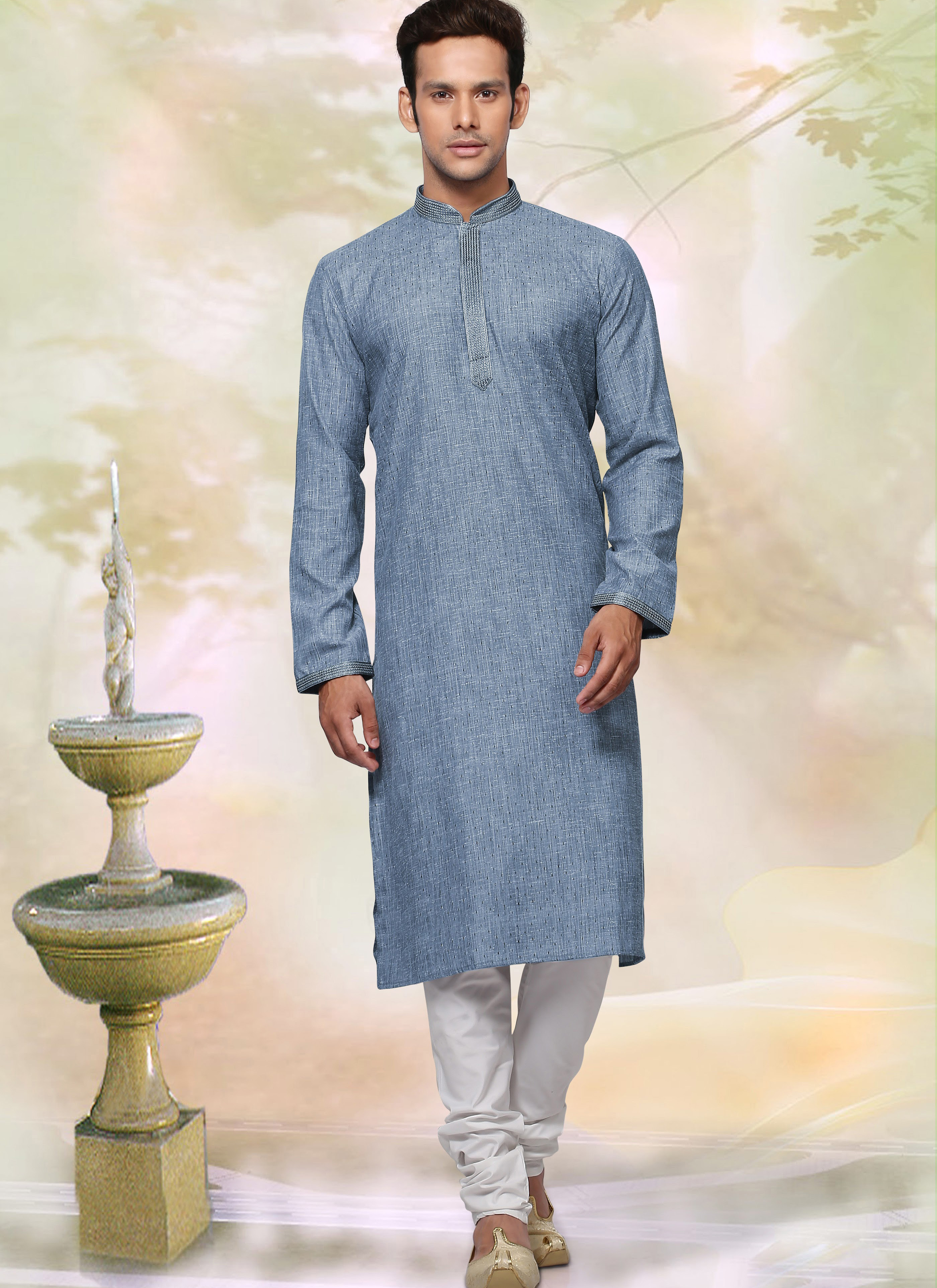 Buy Grey Engagement Kurta Pyjama Online