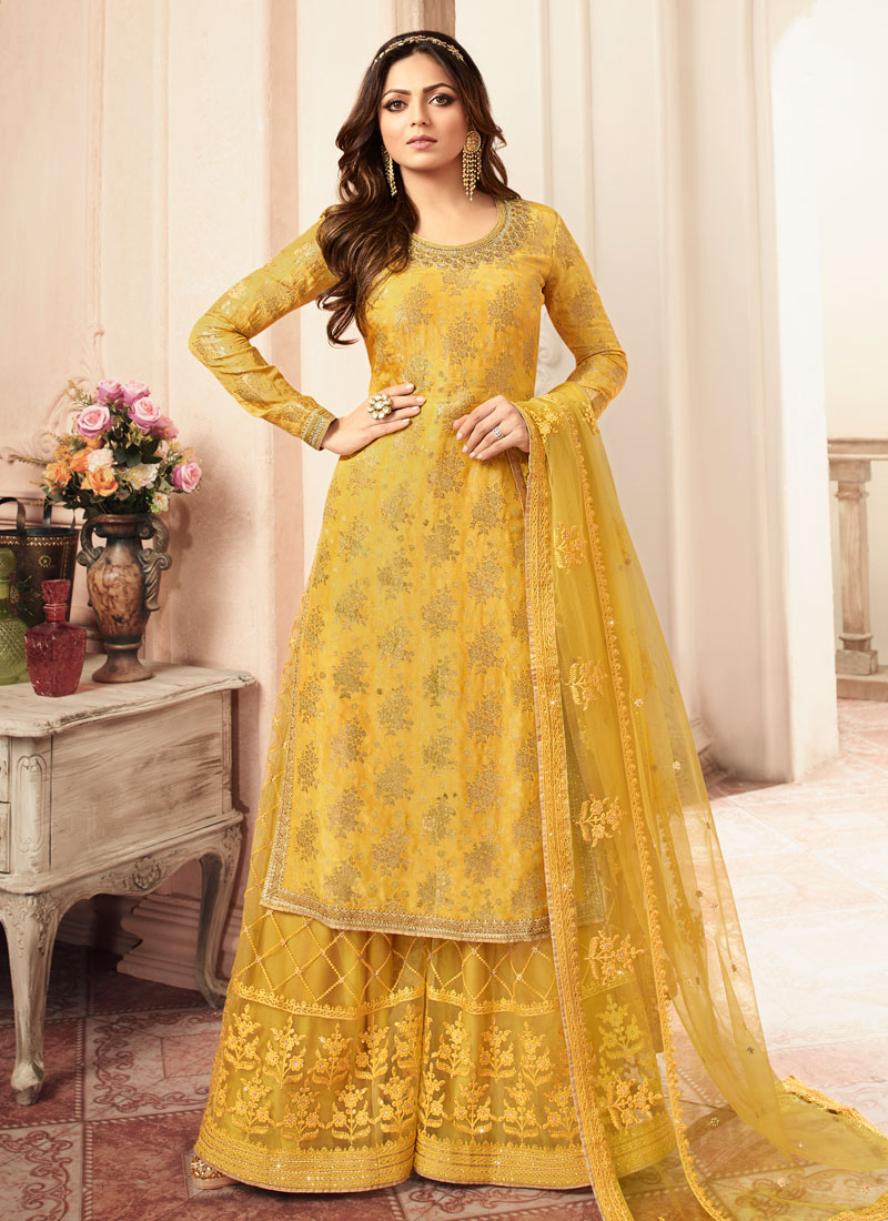 Buy Jacquard Wedding Designer Palazzo Suit Online