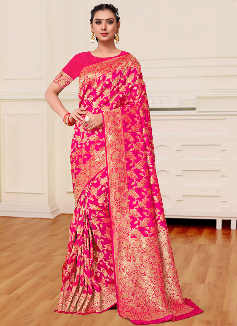 Magenta Banarasi Silk Classic Designer Saree buy online