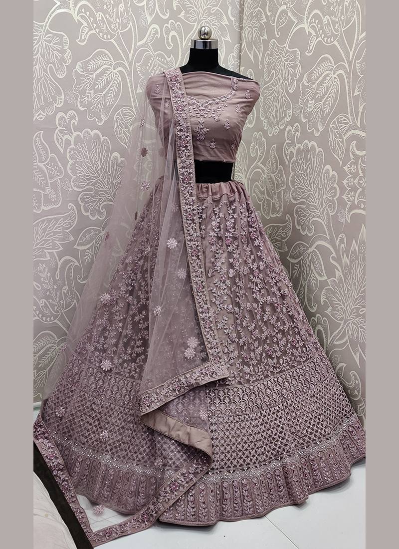 mauve bridal lehenga