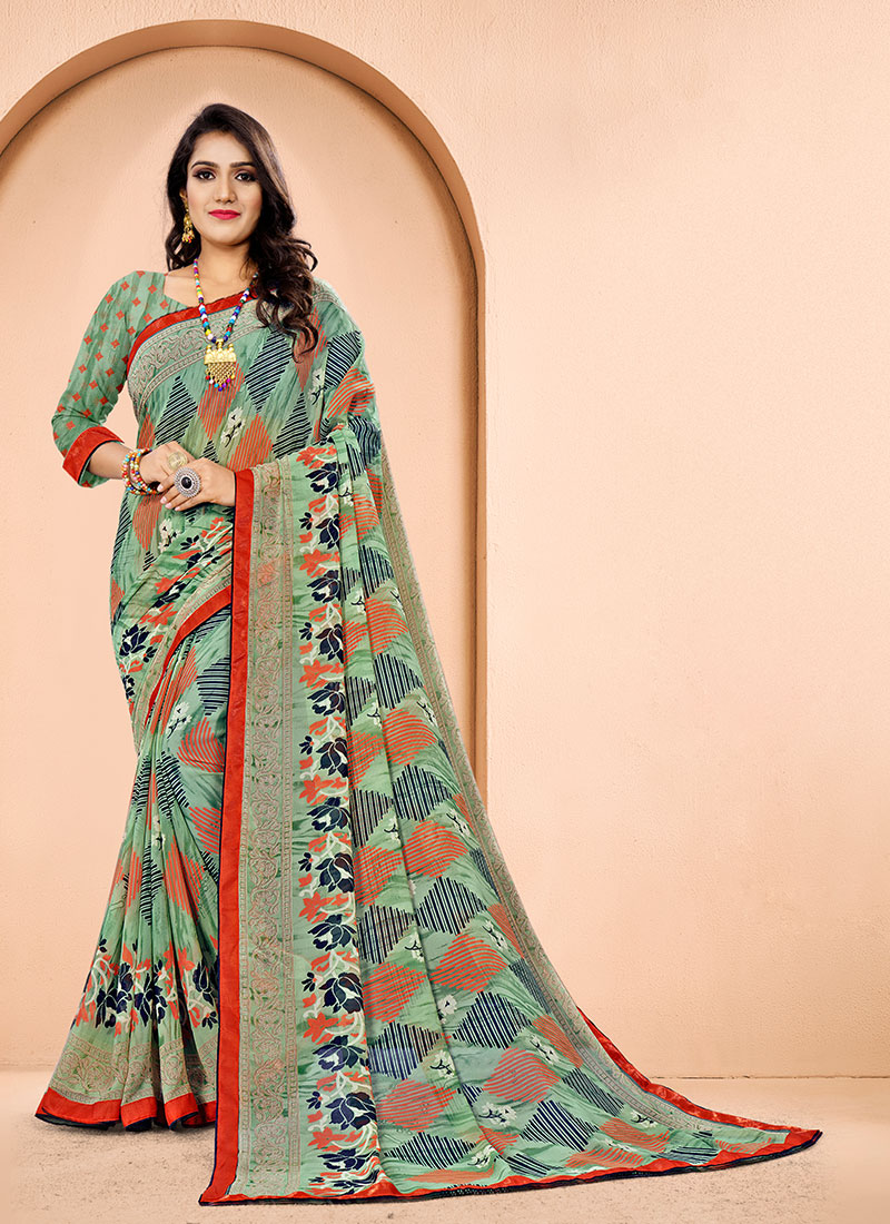 Buy Online Multi Colour Georgette Casual Saree 147539