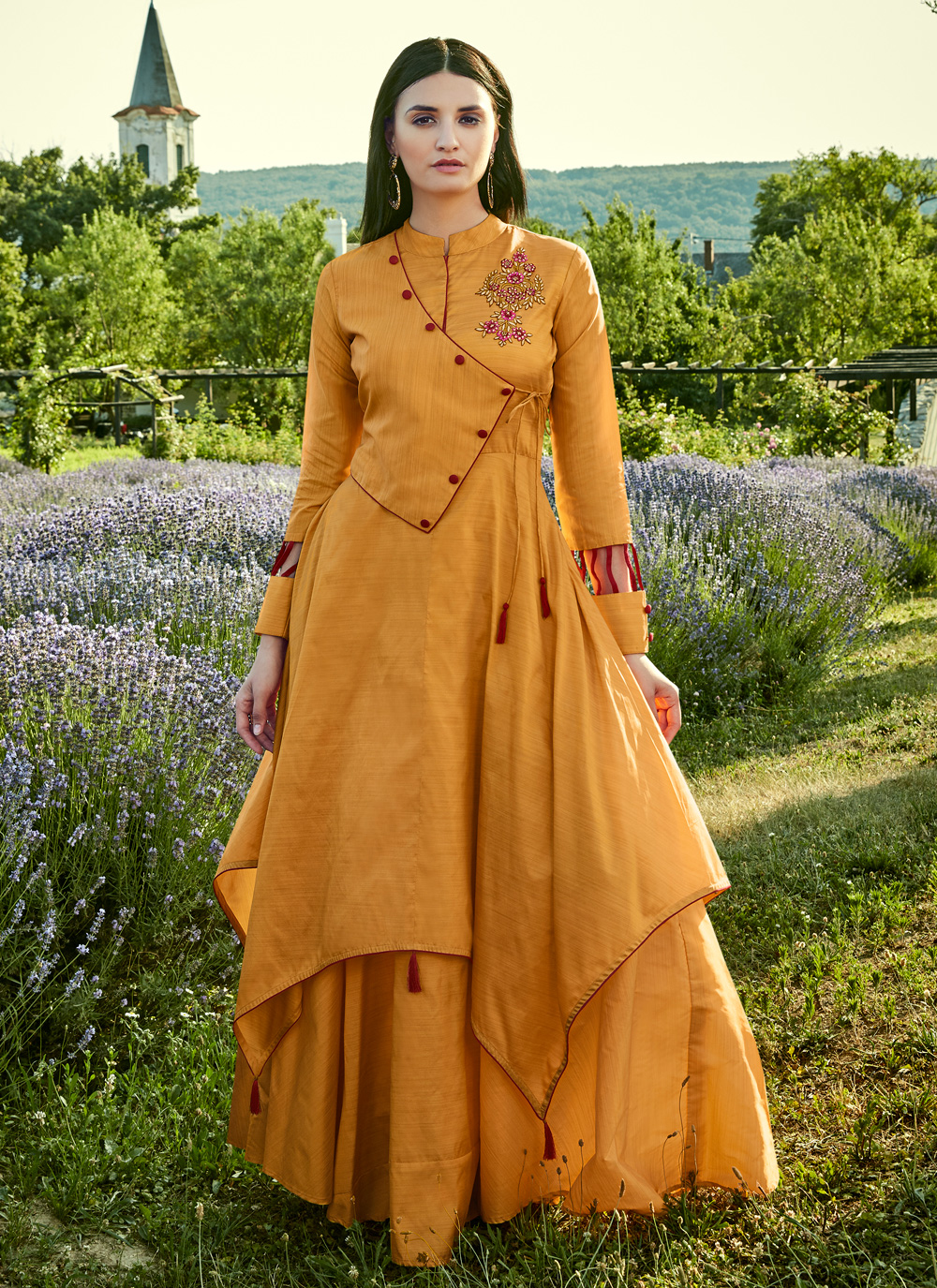 Shop Online Mustard Designer Gown 162698