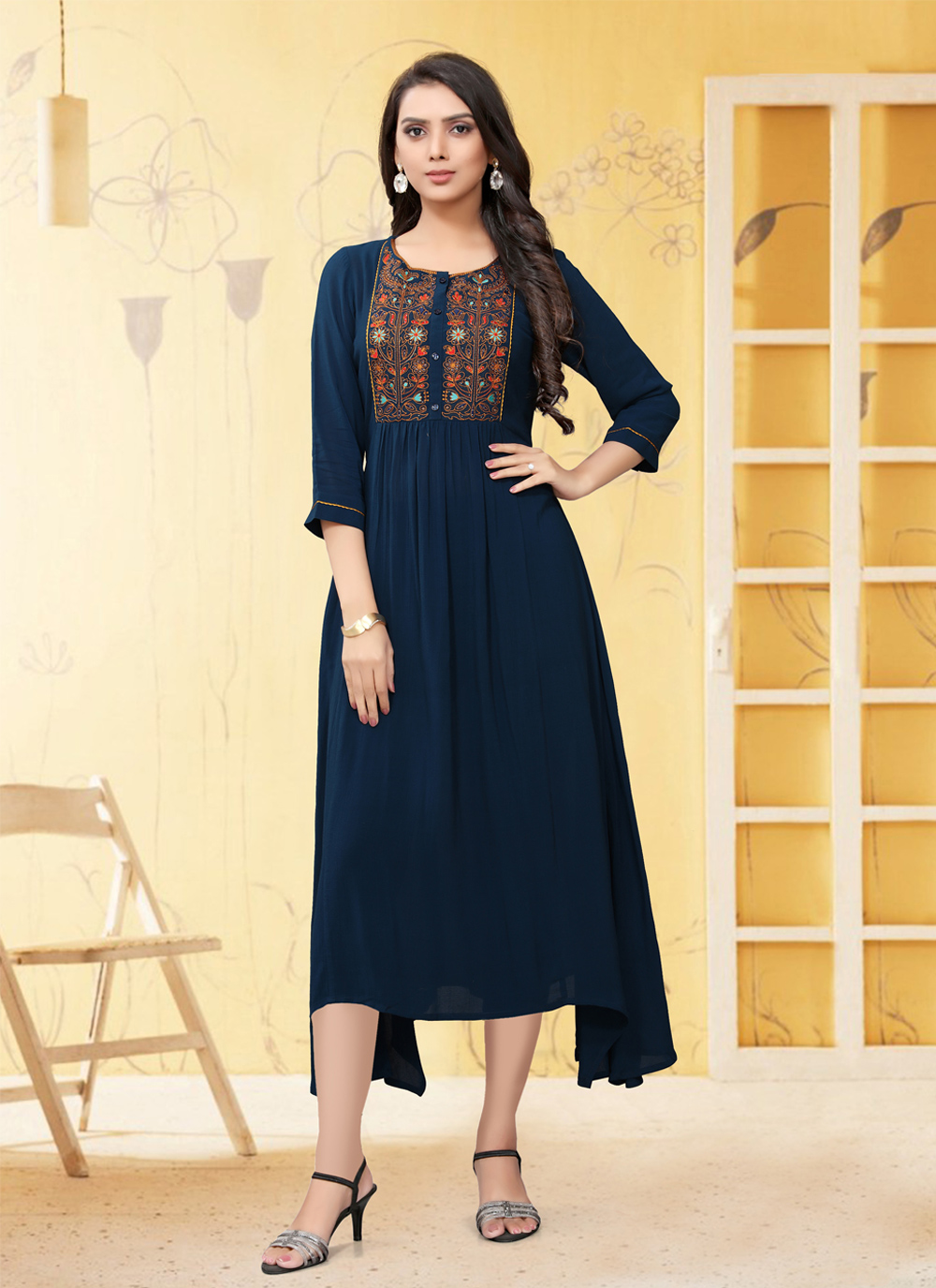 Buy Navy Blue Color Casual Kurti Online : 164666 - New Arrivals