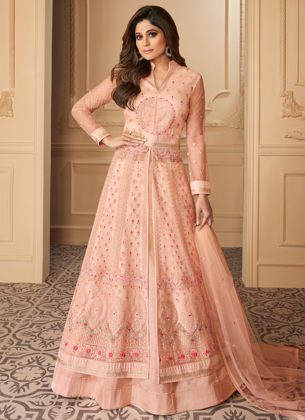 Buy Peach Colour Gown For Engagement for Women Online from India's Luxury  Designers 2023