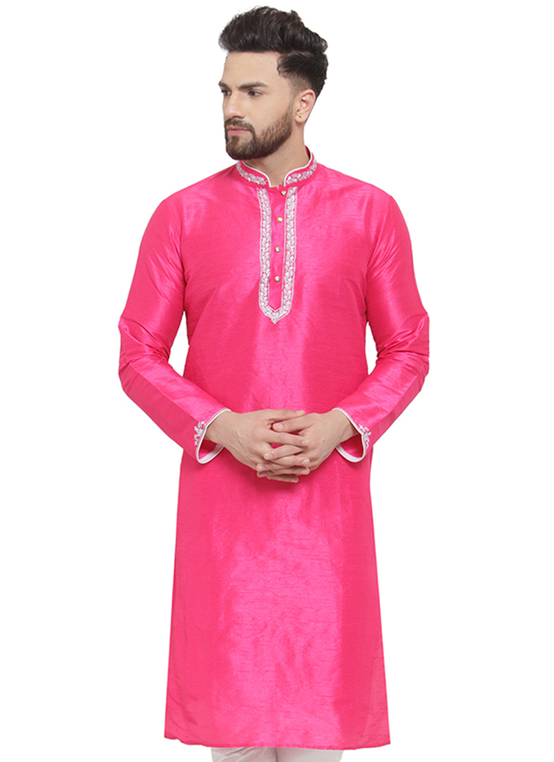 Buy Pink Embroidered Mehndi Kurta : 149228