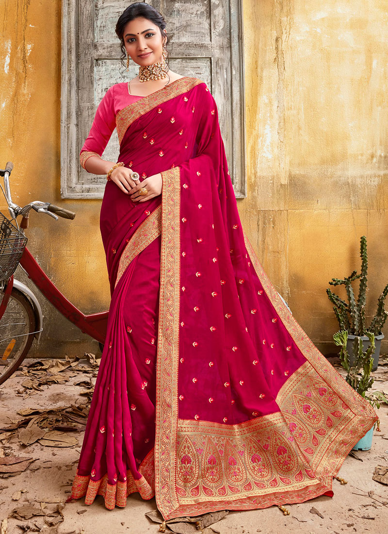 Buy Pink Lace Party Silk Saree Online : 148837