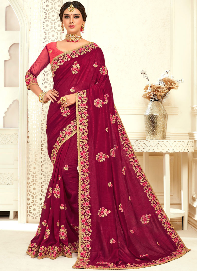 Buy Pink Mehndi Poly Silk Designer Bridal Sarees Online