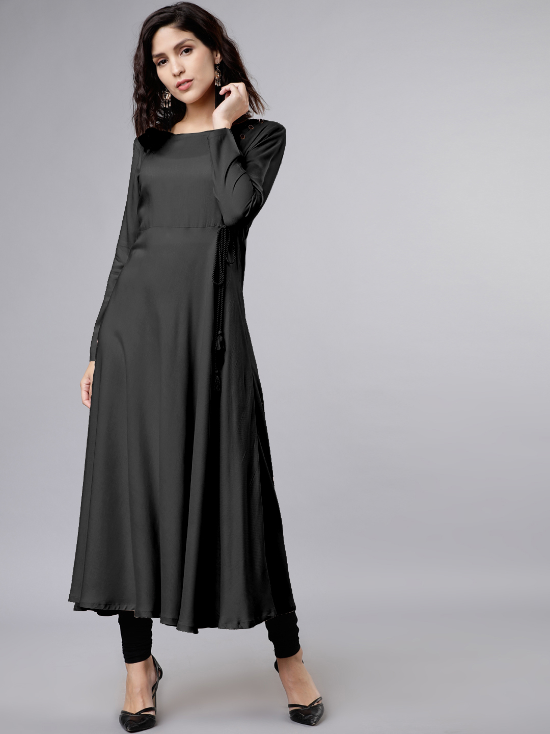Buy Plain Rayon Salwar Suit in Black Online - Salwar Kameez