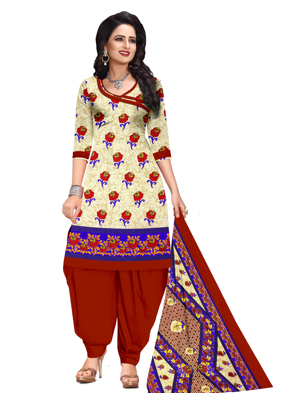 buy-printed-cream-cotton-salwar-suit-online