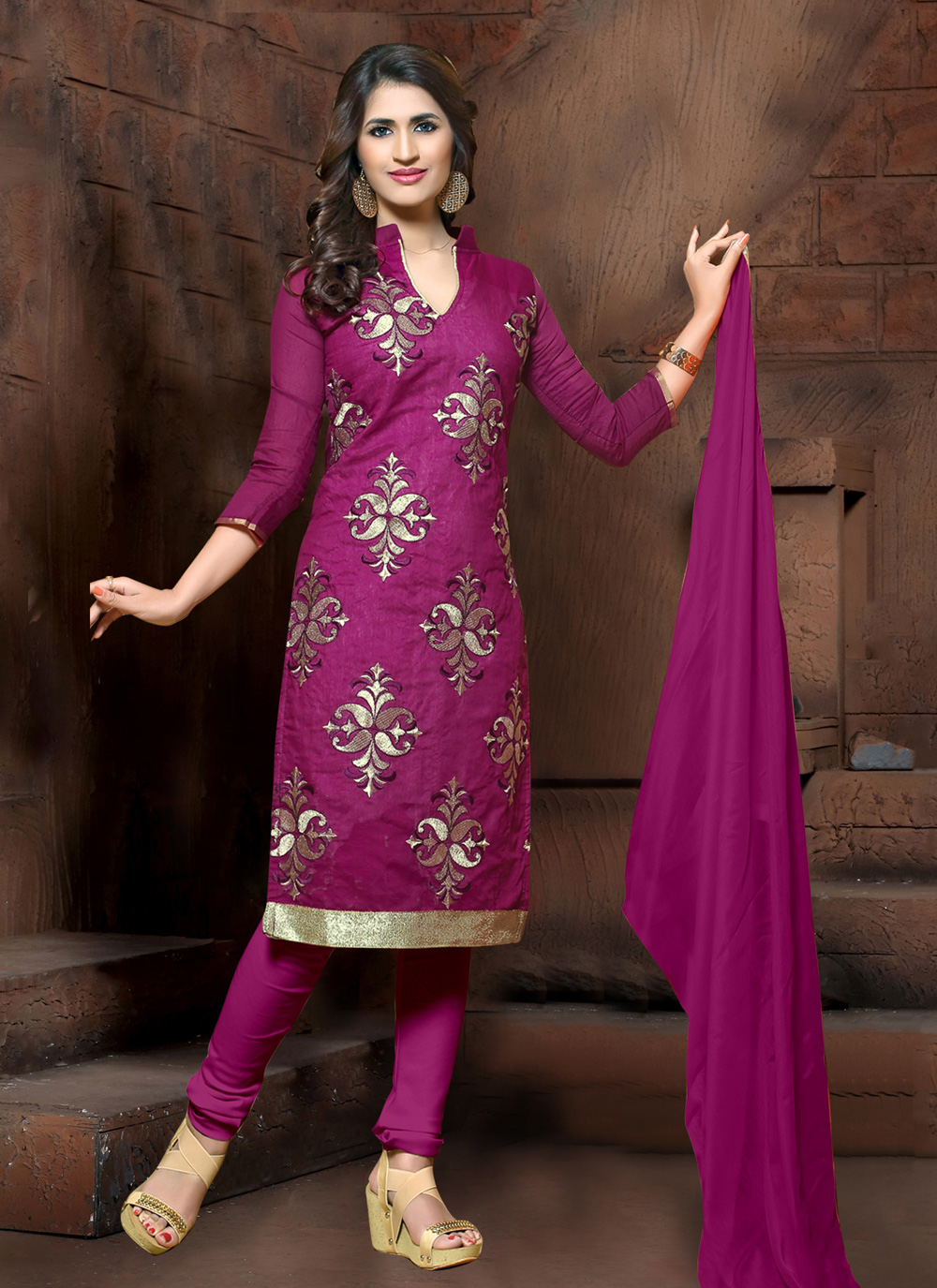 purple and white salwar suit