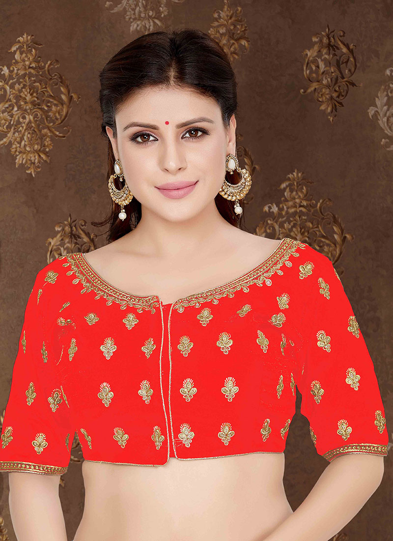 Shop Online Red Embroidered Blouse : 149019