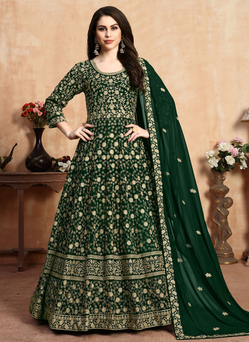 Buy Resham Green Salwar Kameez Online : 146927