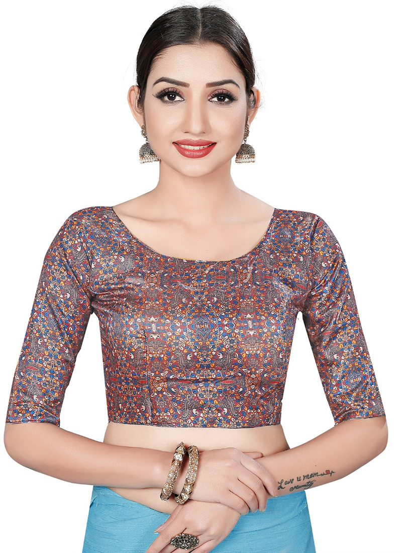 Buy Satin Multi Colour Weaving Blouse : 148785