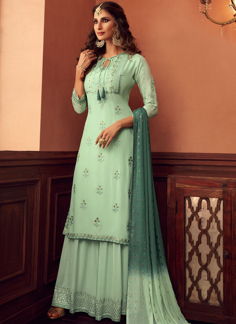 sea green colour salwar suit