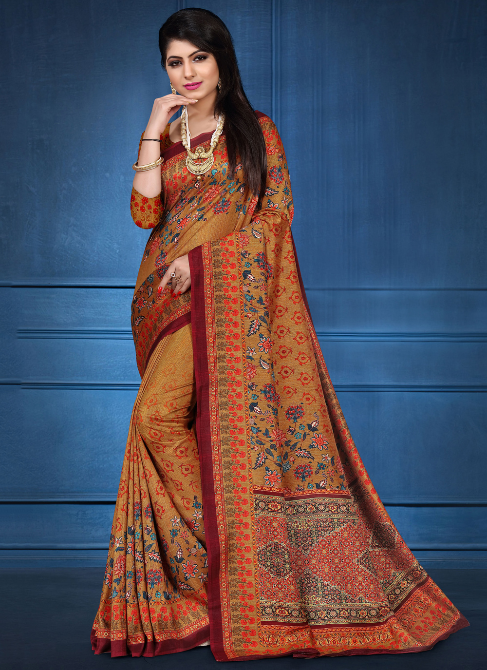 Buy Online Silk Brown Traditional Saree : 166612