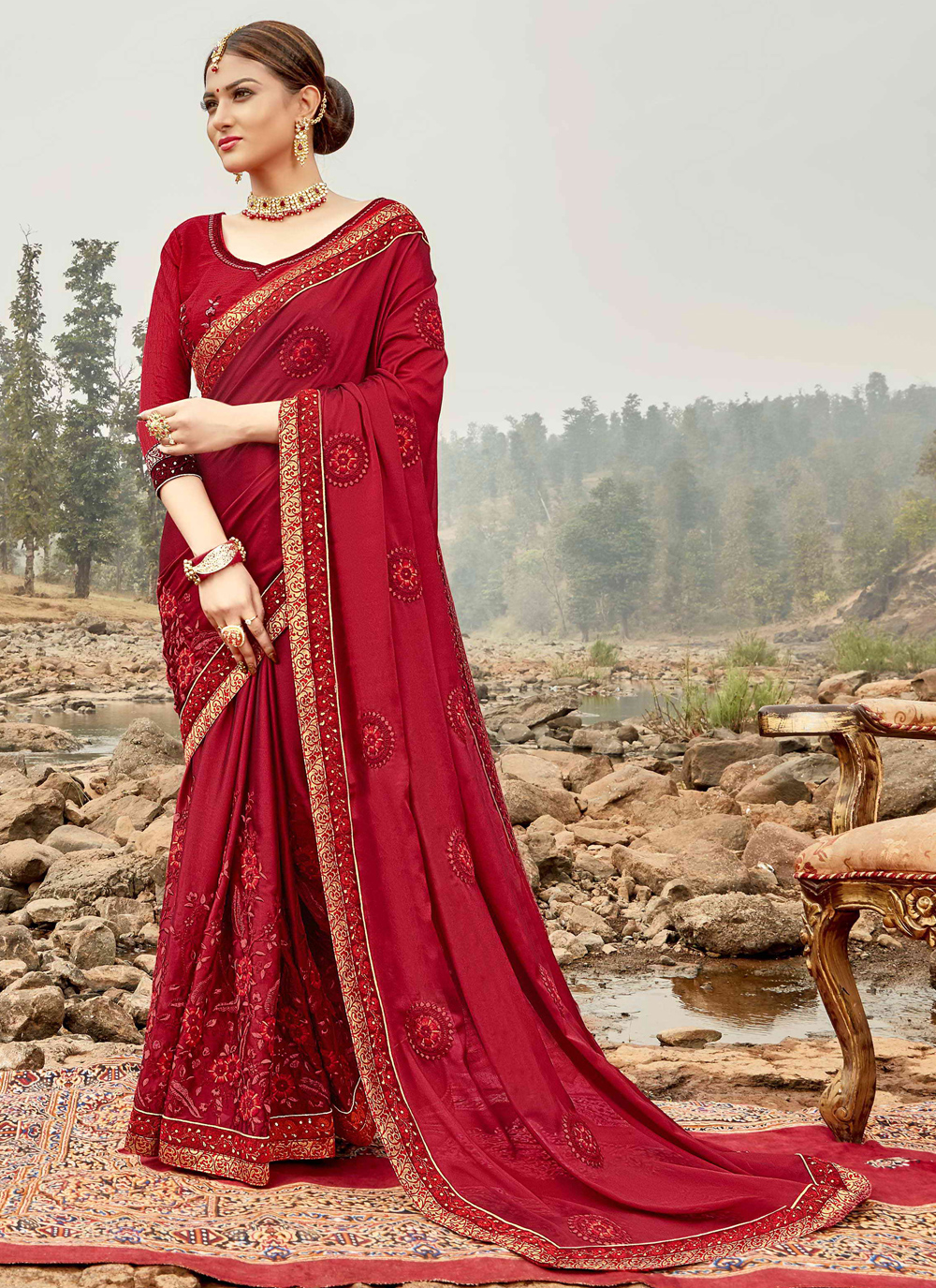 Shop Silk Maroon Classic Saree Online : 165901 - Saree