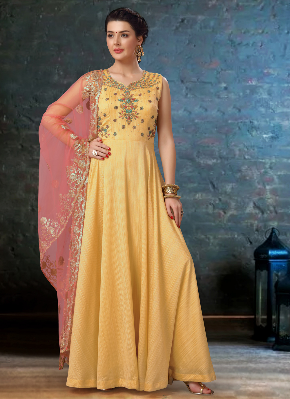 Shop Silk Yellow Salwar Suit Online