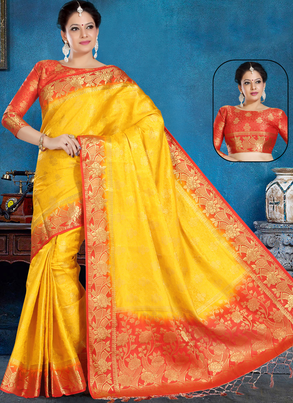 Buy Yellow Color Traditional Saree Online
