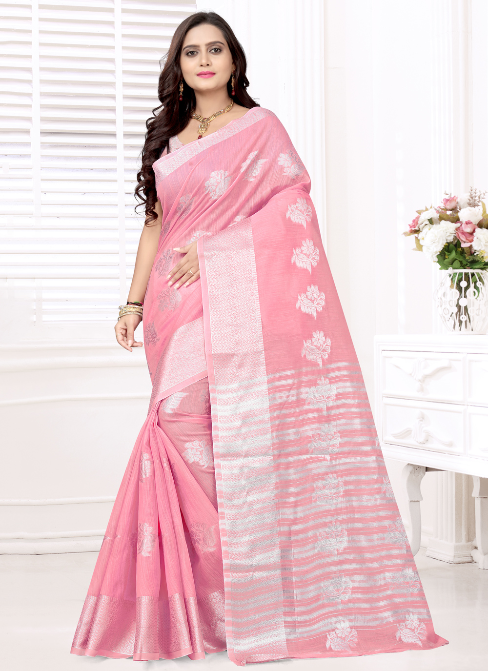 Shop Online Banarasi Silk Weaving Pink Designer Saree 171023