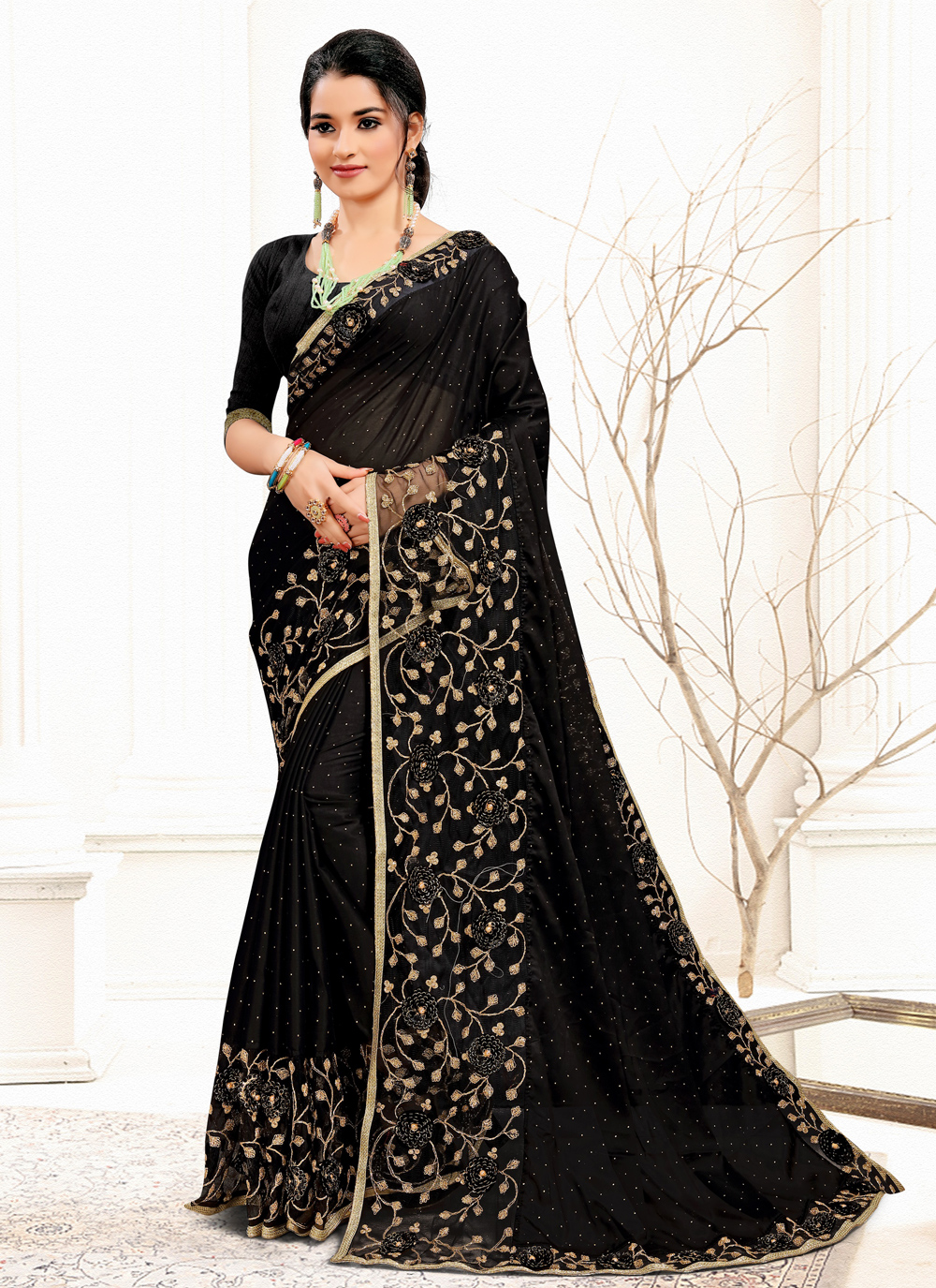 Buy Banglori Silk Sequins Traditional Designer Saree Online