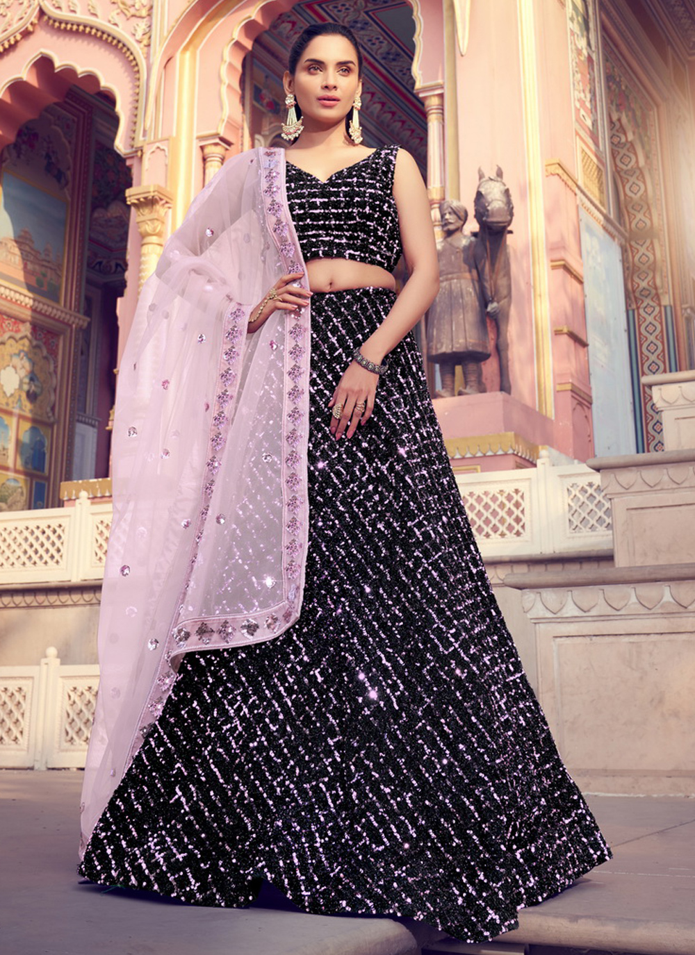 Embellished & Sequined Net Black and Silver Lehenga and Choli With Dupatta  Lehenga Choli, Chania Choli Party Wear Designer Skirts Choli - Etsy