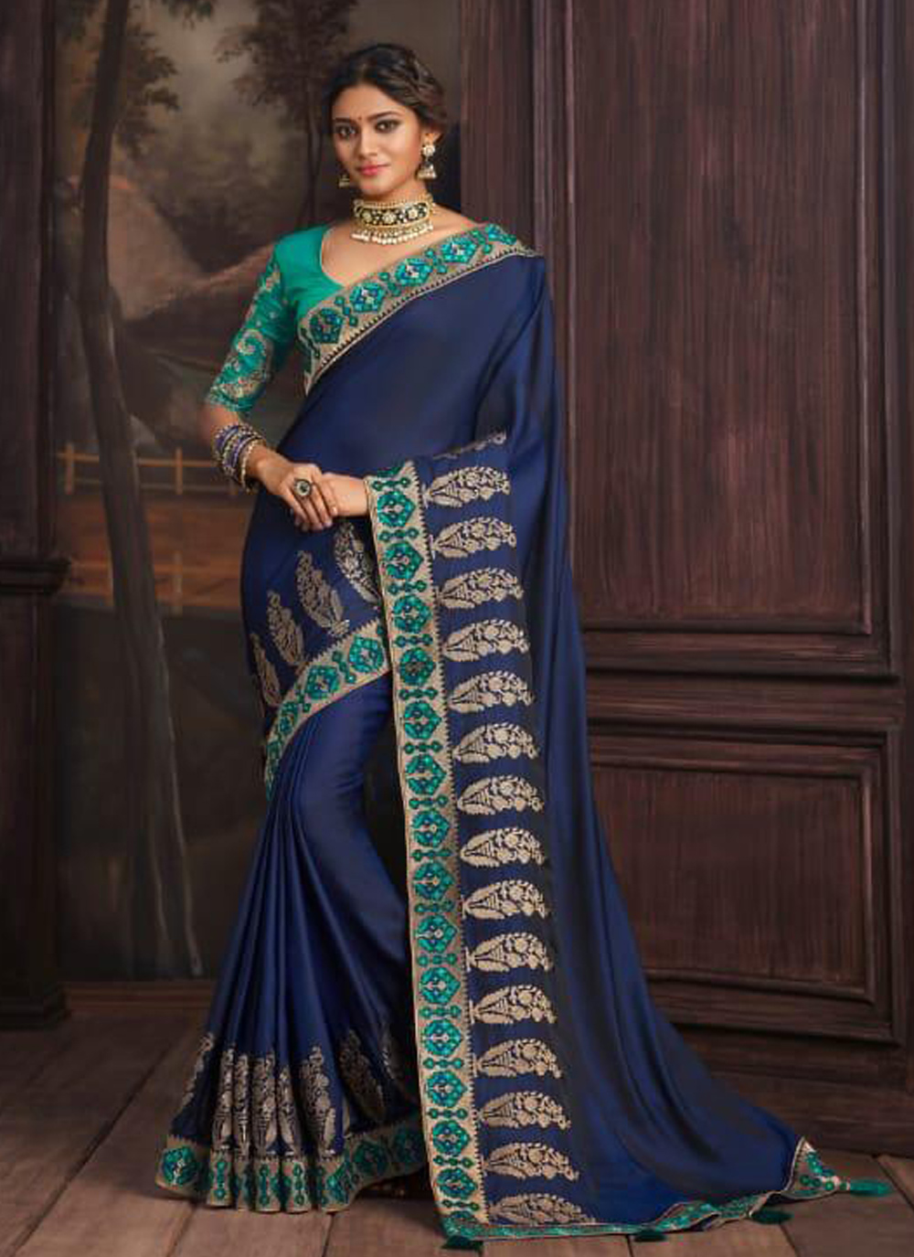 Shop online blue embroidered traditional saree  184239 Shop online blue embroidered traditional saree  184239
