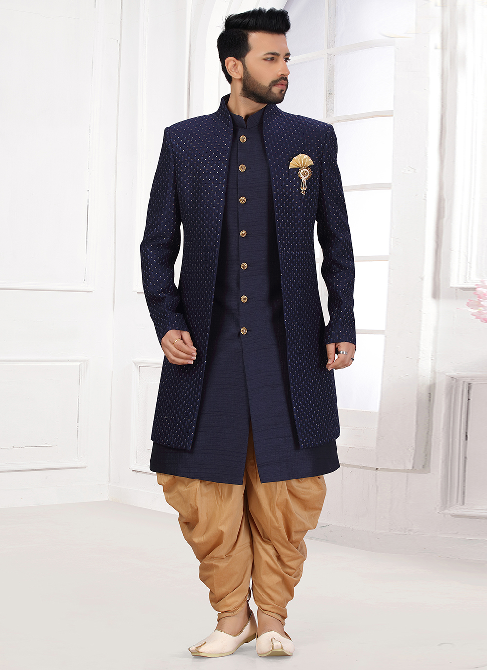 Buy Blue Engagement Indo Western Sherwani Online : 197182