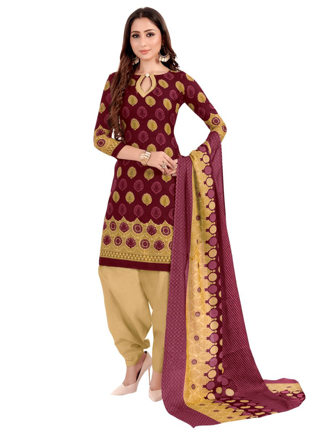 pink and magenta punjabi suit