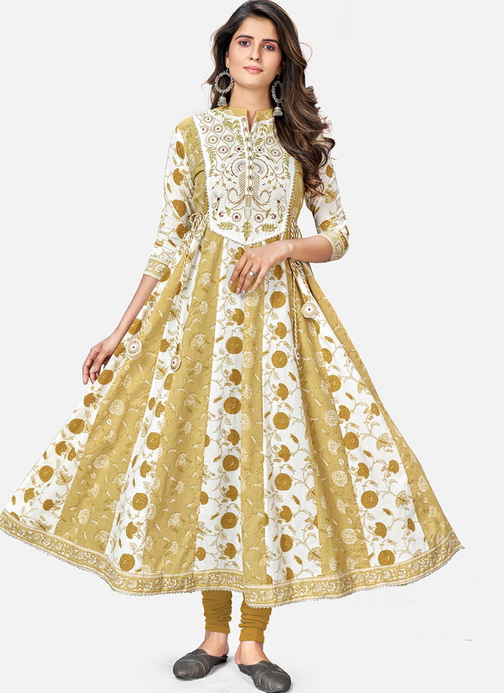 Shop Online Cotton Print Party Wear Kurti in Multi Colour 189973